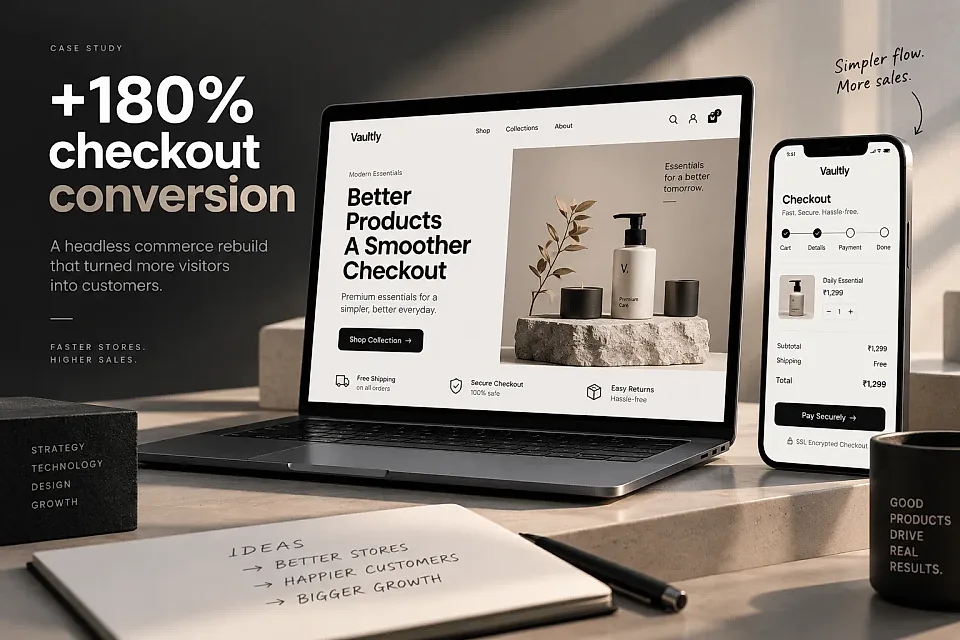 Headless commerce rebuild, Vaultly